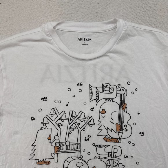 Aritzia | Women's Short Sleeve White Graphic Tee Band Instruments Size Small - Picture 2 of 11